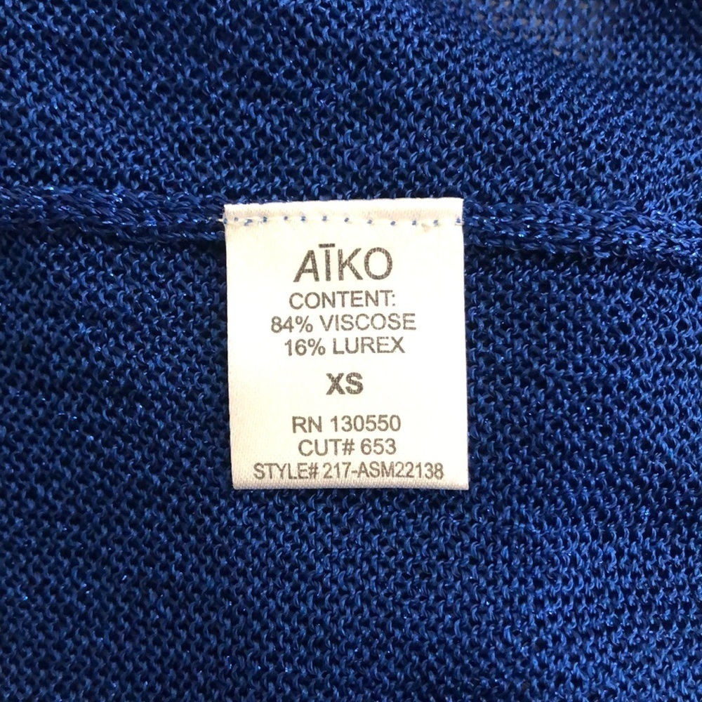 AIKO Electric Blue Open Back Knit Sweater NWT Extra Small - Picture 6 of 9